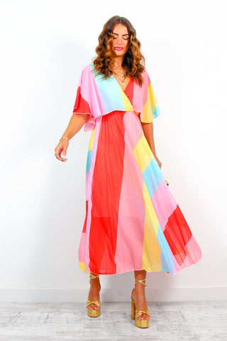 Timeless - Candy Stripe Pleated Midi Dress