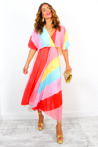 Timeless - Candy Stripe Pleated Midi Dress