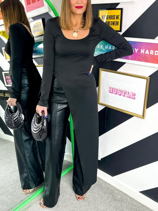 Trending Right Now - Scoop Neck Black Asymmetric Top