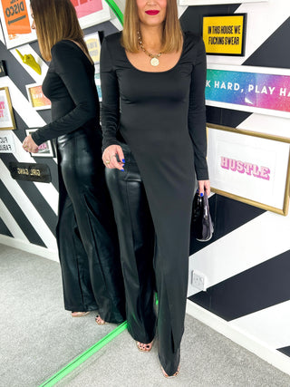 Trending Right Now - Scoop Neck Black Asymmetric Top