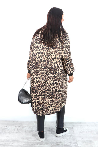Two Good To Be True - Black Leopard Reversible Draw String Jacket