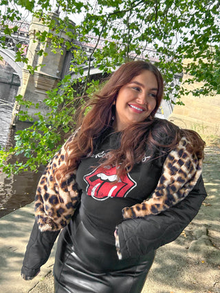 Two Close For Comfort - Black Leopard Print Reversible Puffer Jacket