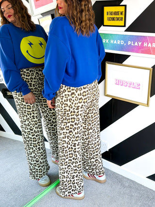 Walk On The Wild Side - Leopard Print Straight Leg Joggers