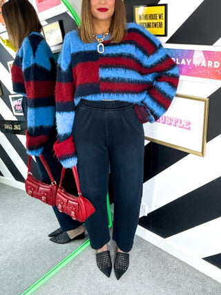 Wardrobe Essential - Blue Denim Barrel Leg Joggers