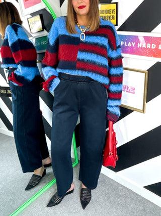 Wardrobe Essential - Blue Denim Barrel Leg Joggers