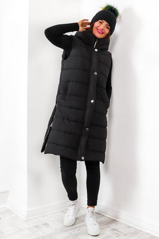 Warm Walks - Black Long GiletWarm Walks - Black Long Gilet