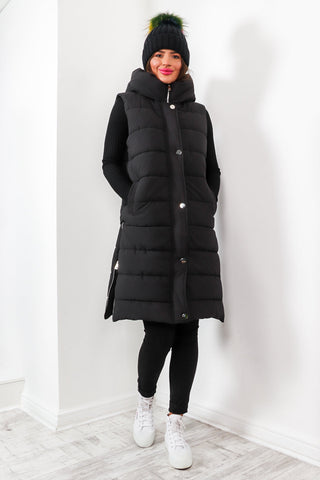 Warm Walks - Black Long GiletWarm Walks - Black Long Gilet