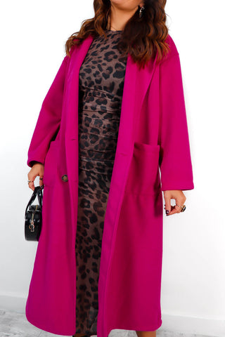 Wear Me Out - Magenta Oversized Long Coat
