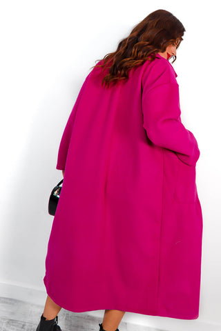 Wear Me Out - Magenta Oversized Long Coat