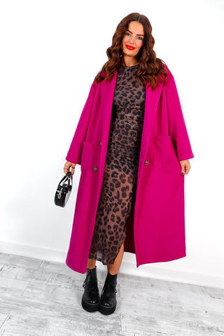 Wear Me Out - Magenta Oversized Long Coat