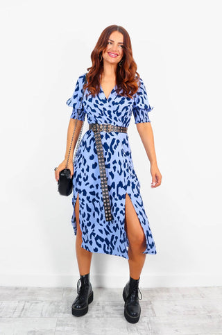 Young Love - Blue Leopard Print Midi Dress Young Love - Blue Leopard Print Midi Dress